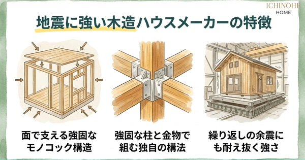 H2:地震に強いハウスメーカー木造5社の特徴比較