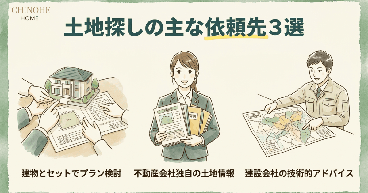 H2:ハウスメーカーで家を建てるなら土地探しはどこに頼む?
