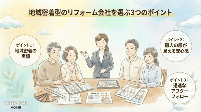 H2 地域密着型のリフォーム会社を選ぶ3つのポイント