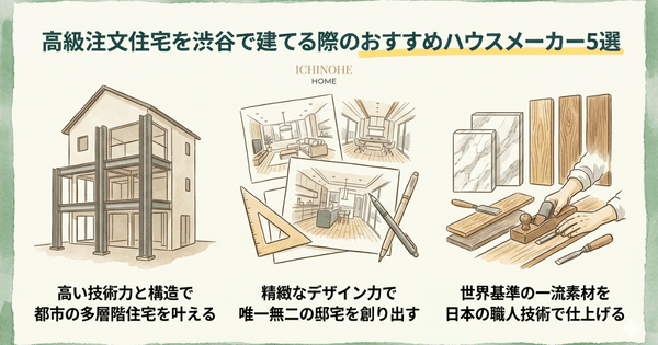 H2:高級注文住宅を渋谷で建てる際のおすすめハウスメーカー5選