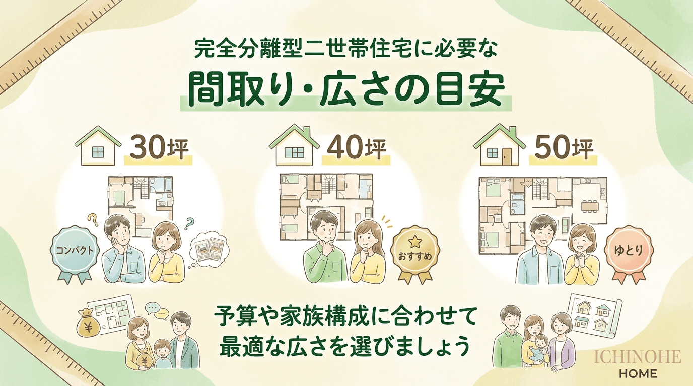 H2 完全分離型二世帯住宅に必要な間取り・広さの目安